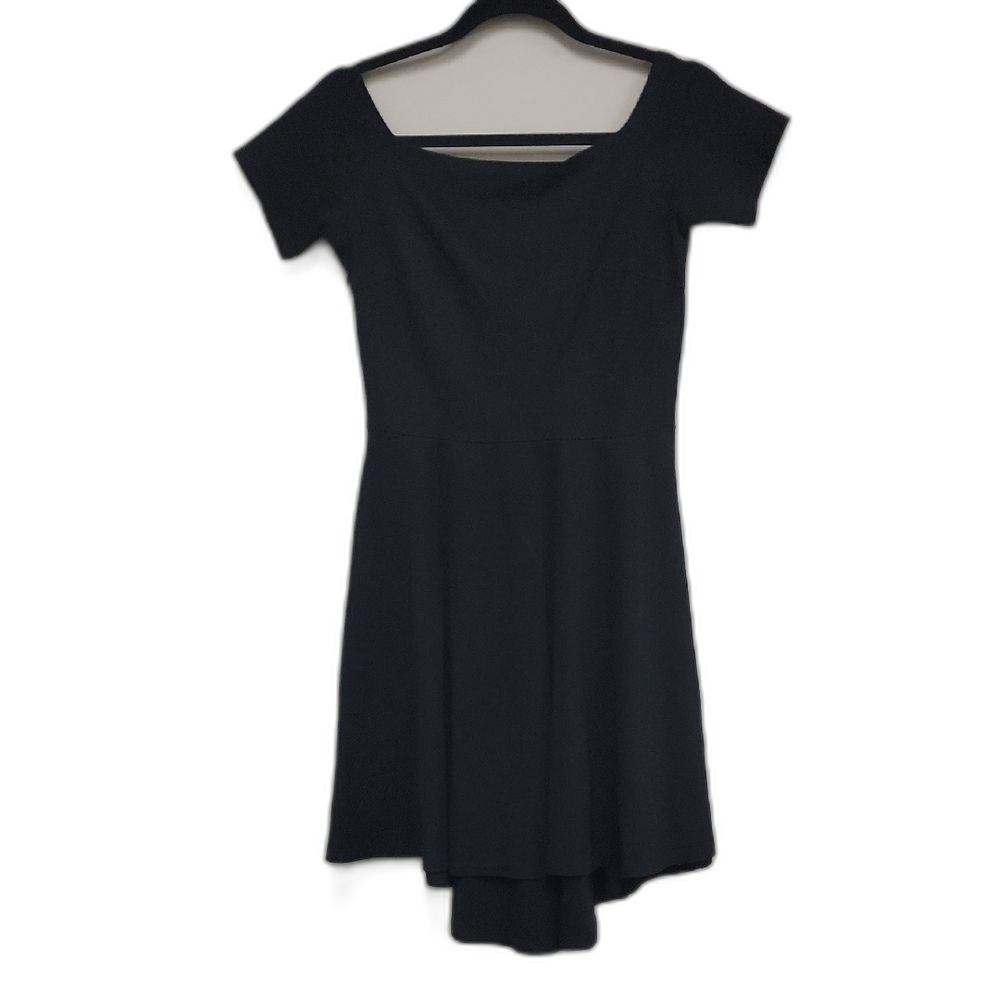 Barin Matthews Black Fit & Flare Mini Hi Lo Dress Cap Sleeve Size Small